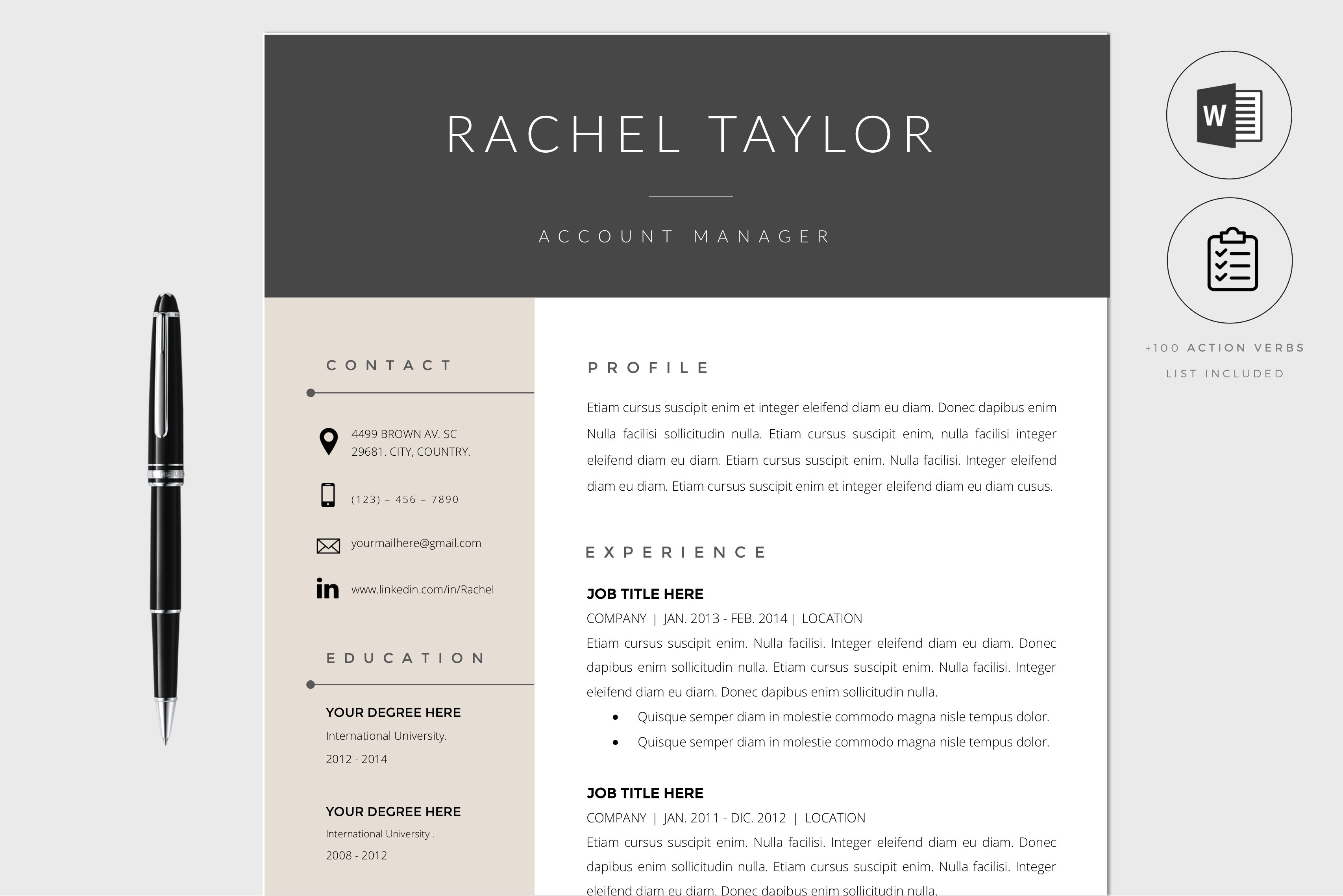 Resume Template for Word / CV cover image.