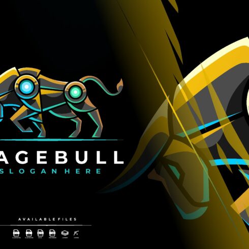 Unique Robotic Bull Mascot Logo cover image.