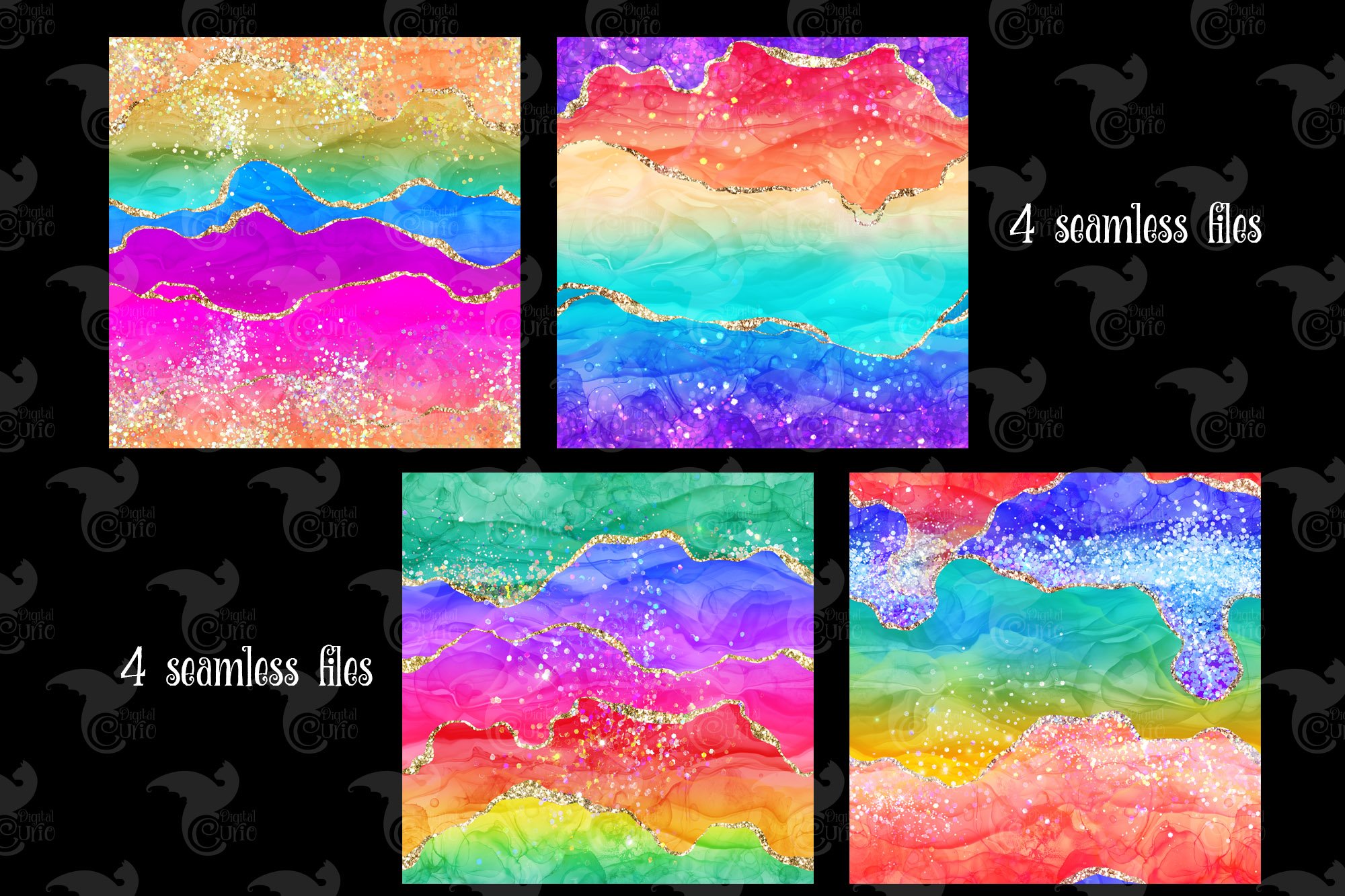 Rainbow Glitter Agate Textures preview image.