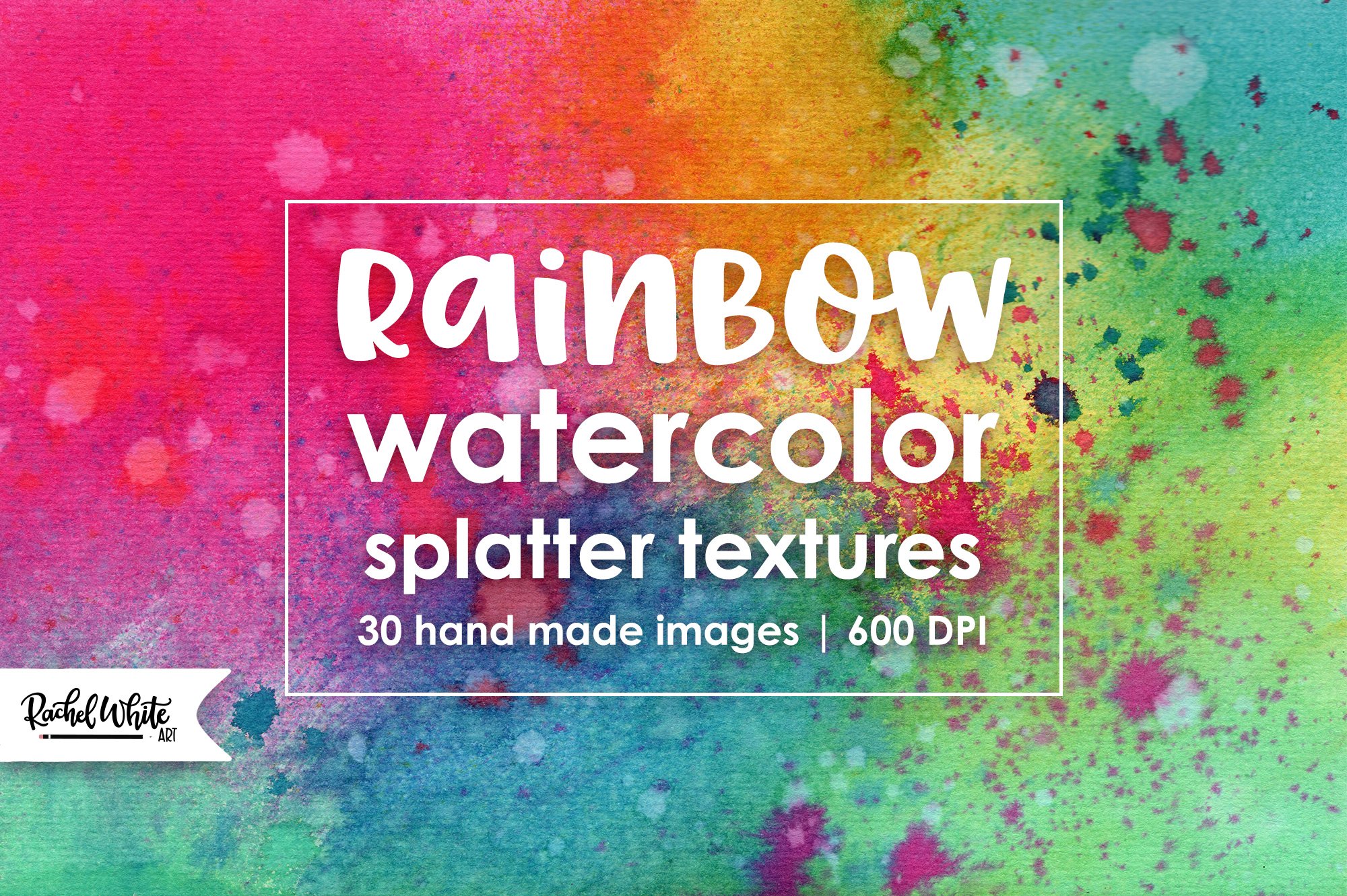 Rainbow Watercolor Splatter Textures cover image.
