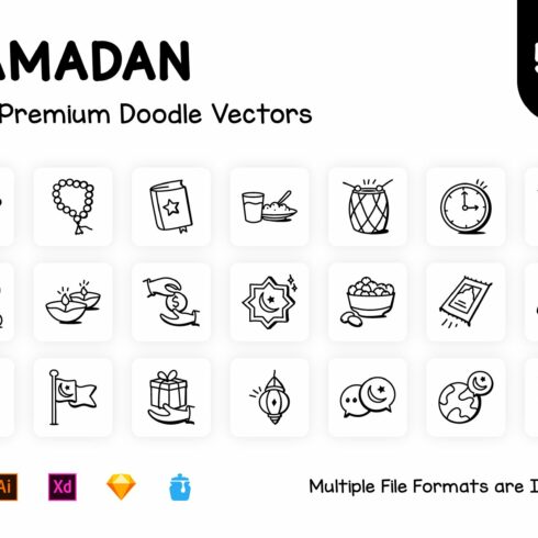 Hand Drawn Ramadan Icons cover image.