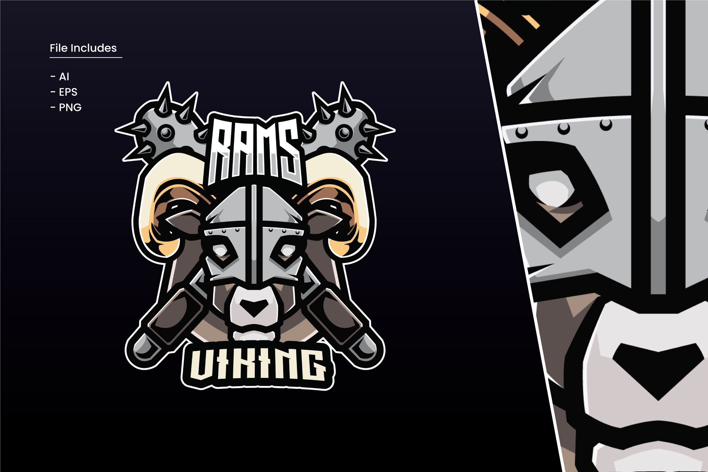 Rams Viking Logo Template cover image.