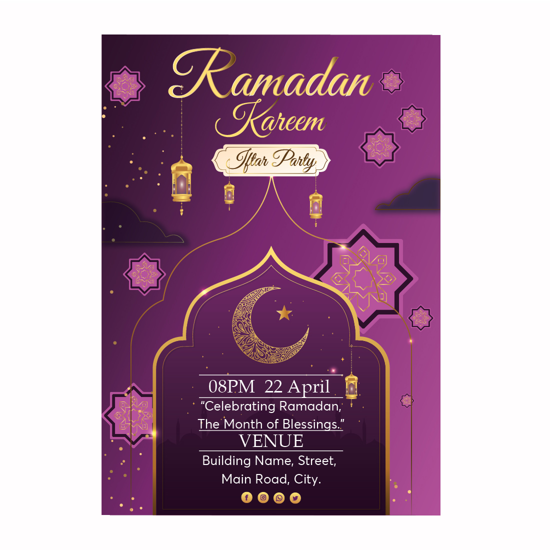 Ramadan Kareem Iftar Party Flyer preview image.