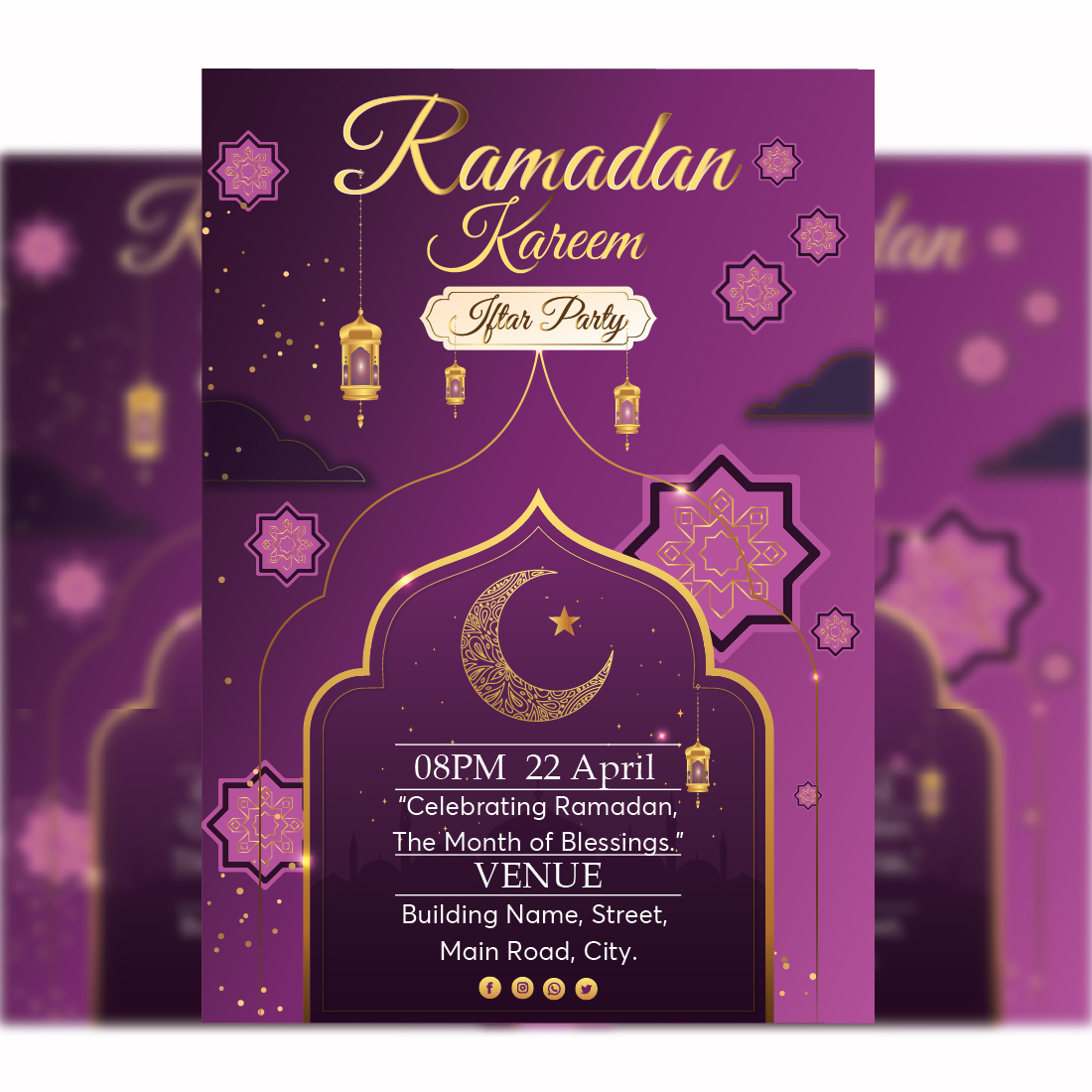 Ramadan Kareem Iftar Party Flyer cover image.