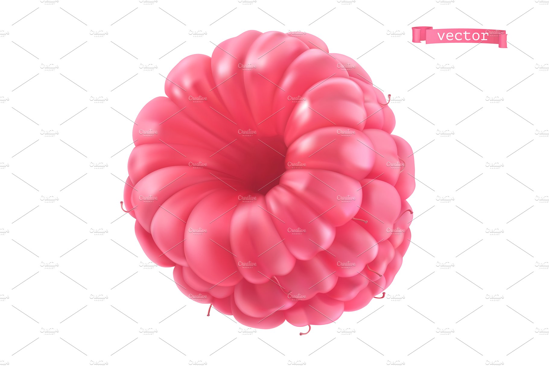 raspberry food icon vector object 158