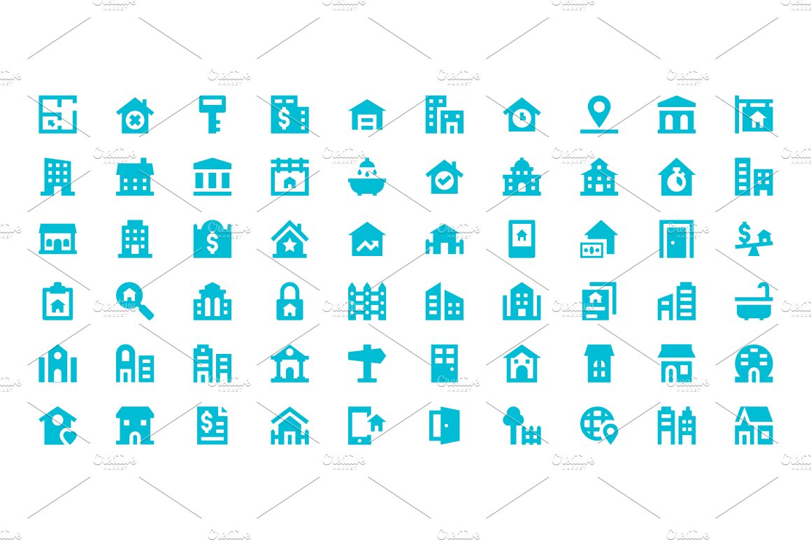 100+ Real Estate Material Icons preview image.