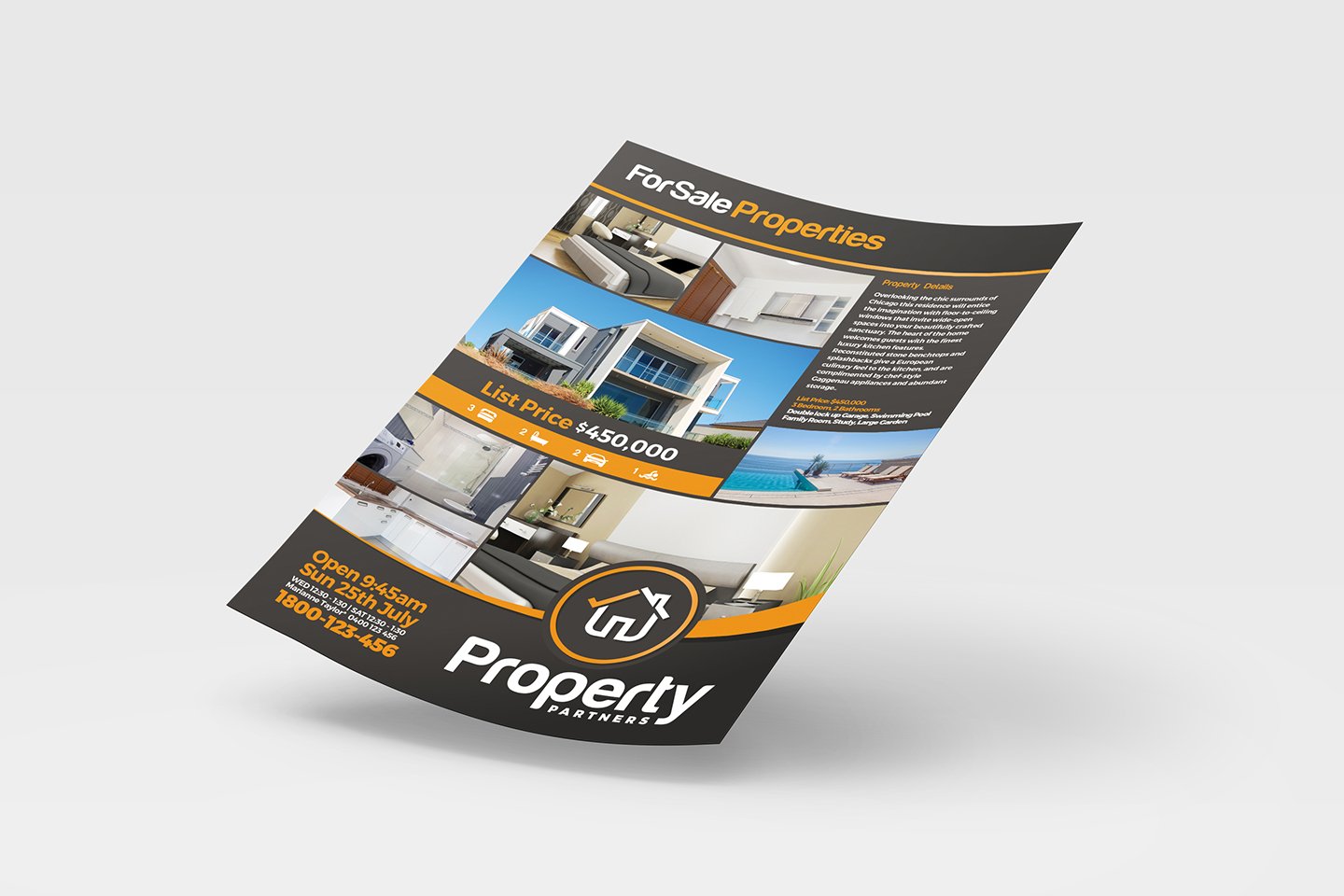 A4 Real Estate Poster Template 3 preview image.