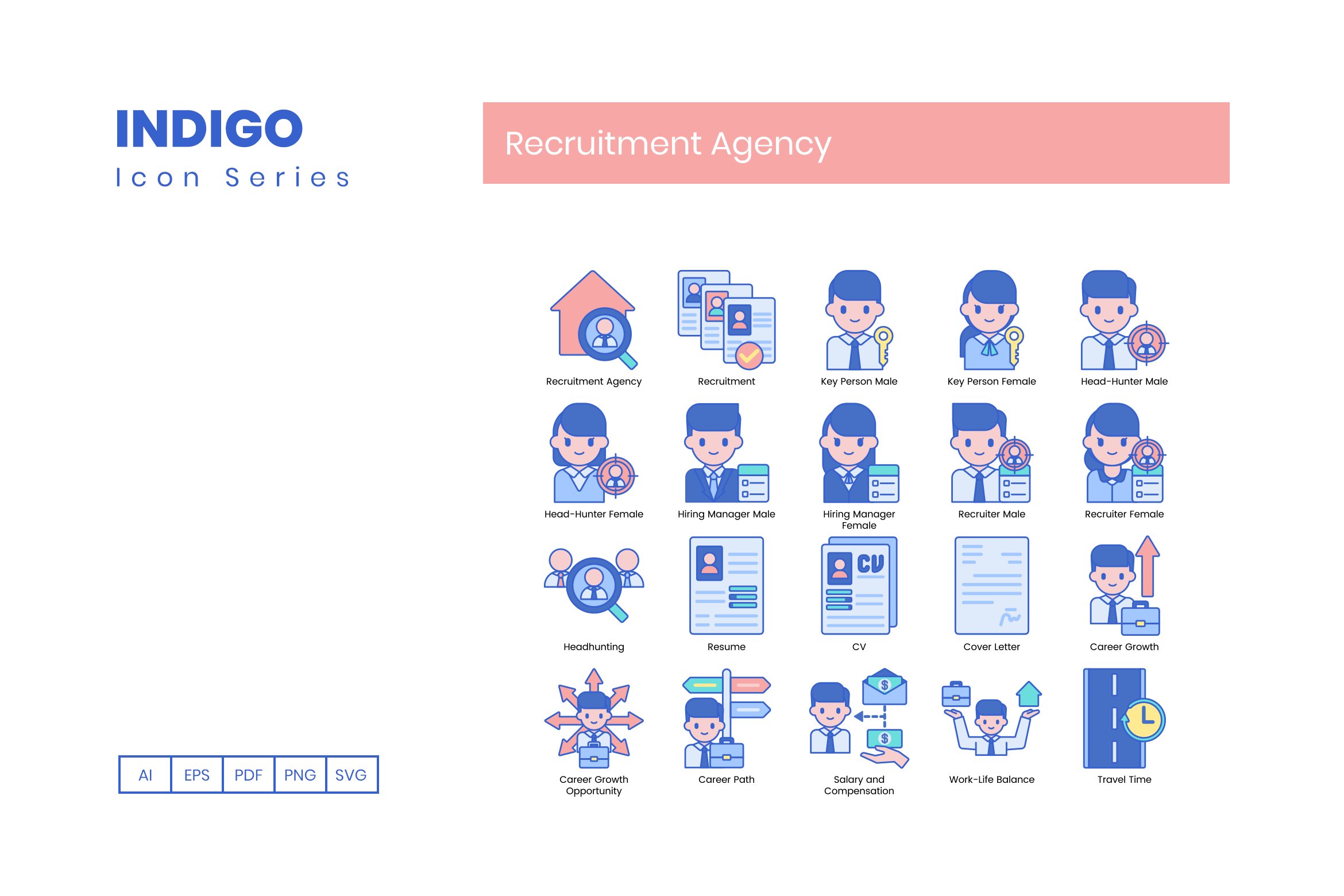 90 Recruitment Agency Icons | Indigo preview image.