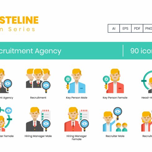 90 Recruitment Agency Icons cover image.