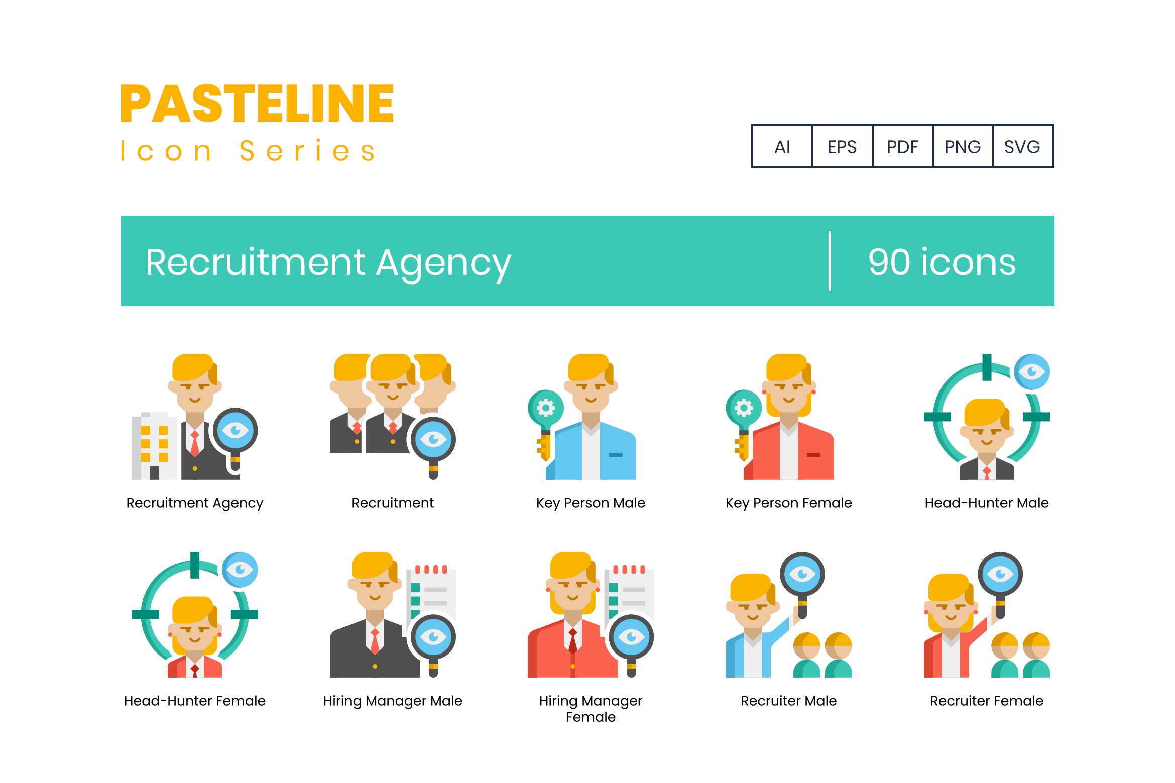 90 Recruitment Agency Icons cover image.