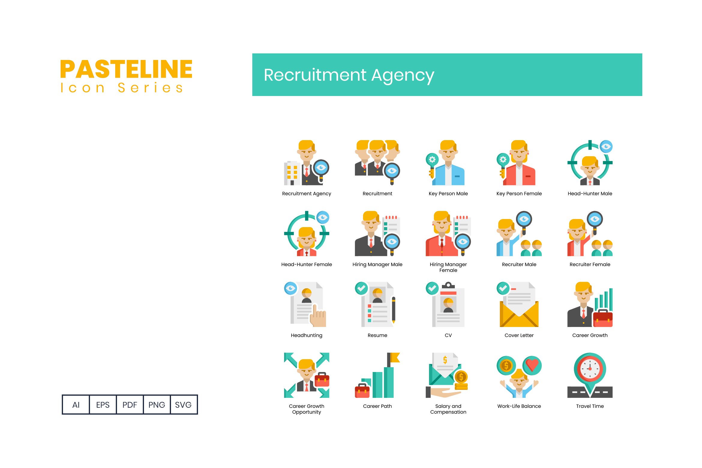 90 Recruitment Agency Icons preview image.