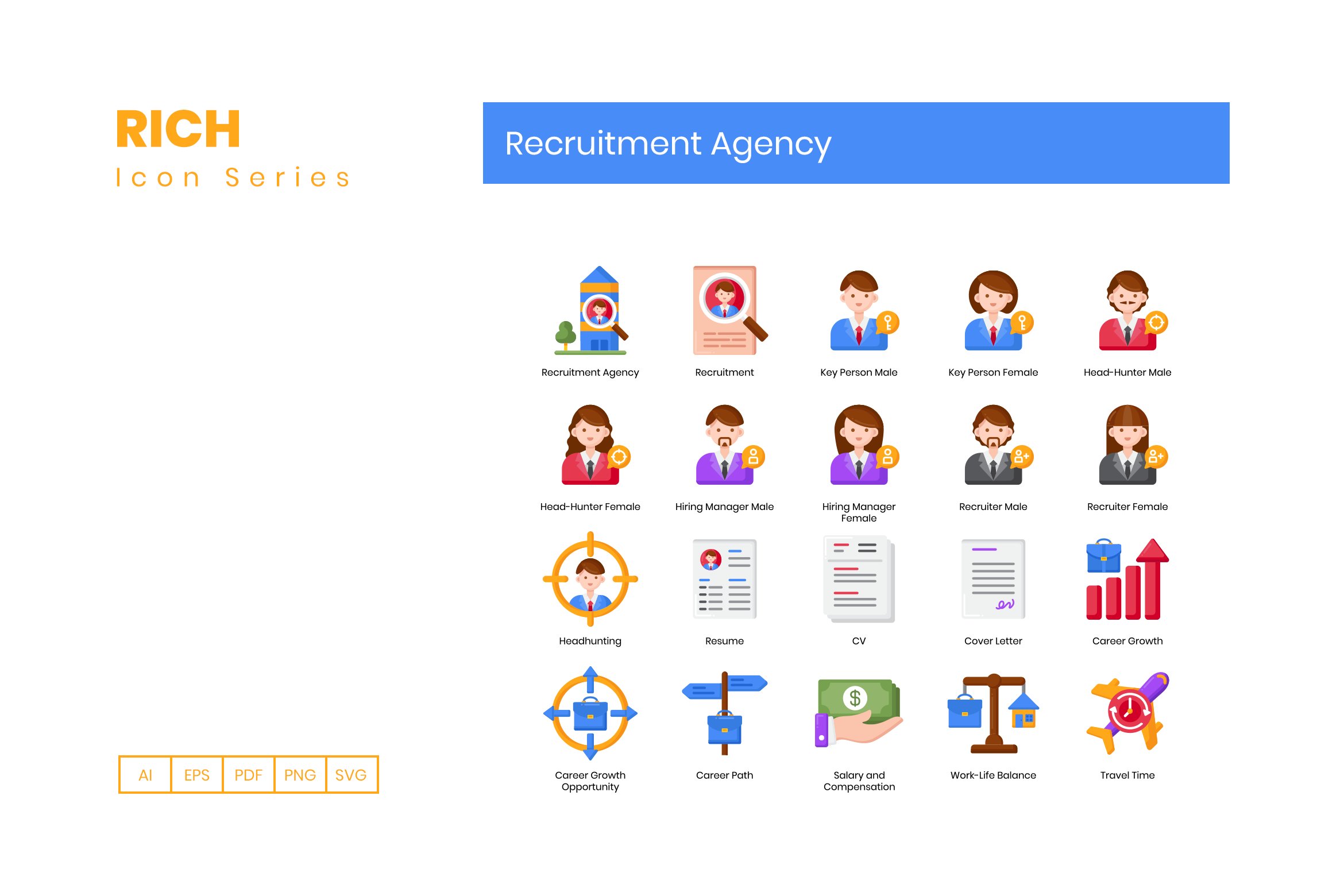 90 Recruitment Agency Icons | Rich preview image.