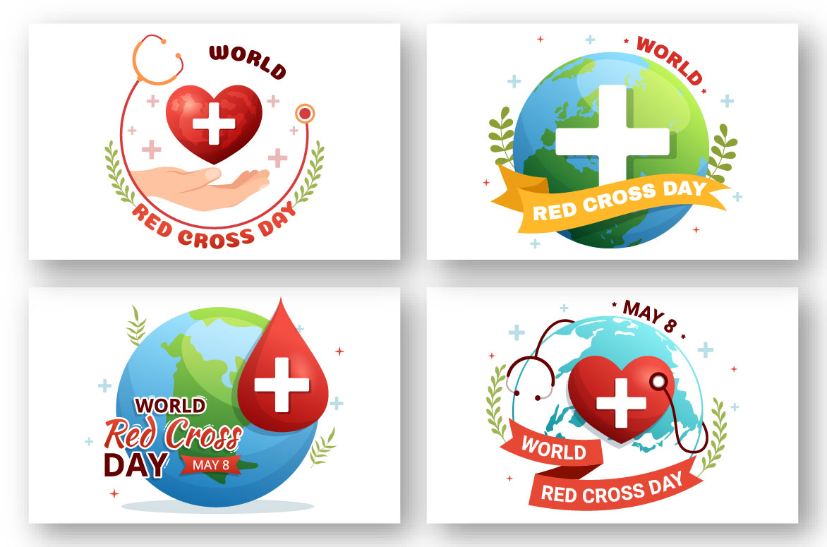 Four different logos for world red cross day.