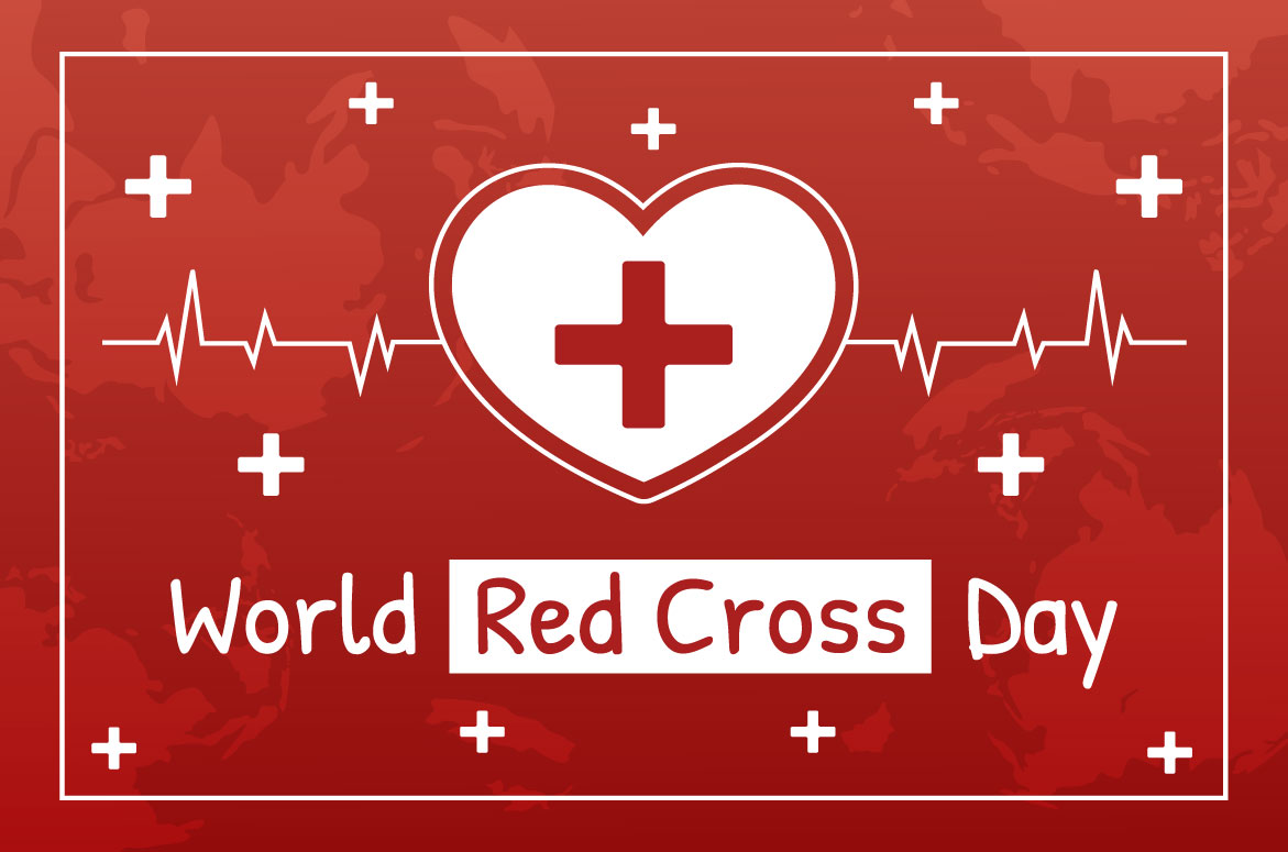 Heart with a cross on it and the words world red cross day.