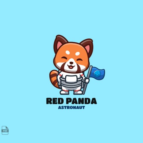 Astronaut Red Panda Cute Mascot Logo cover image.