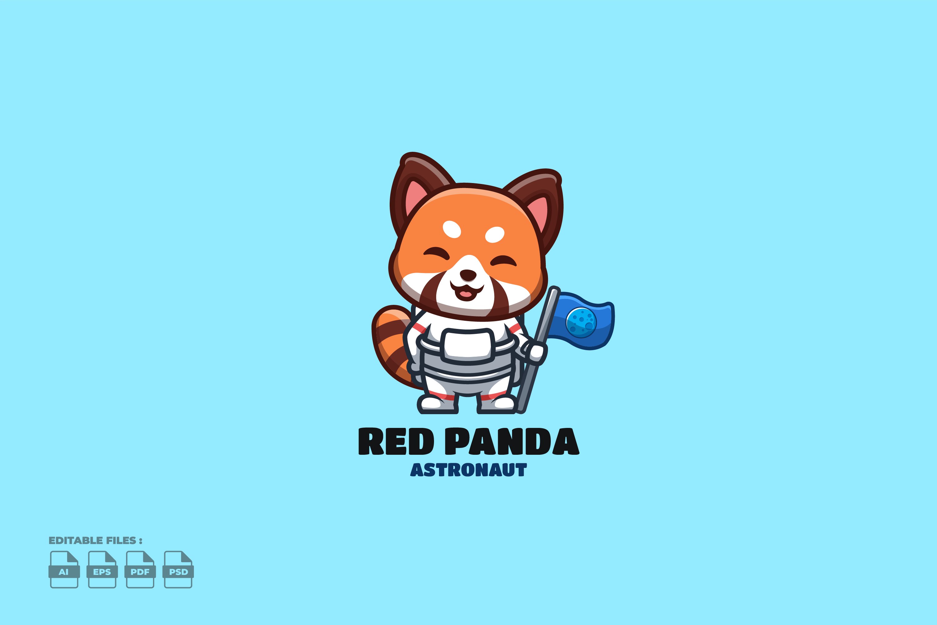 Astronaut Red Panda Cute Mascot Logo cover image.