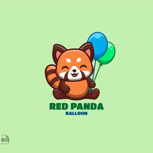 Balloon Red Panda Cute Mascot Logo cover image.