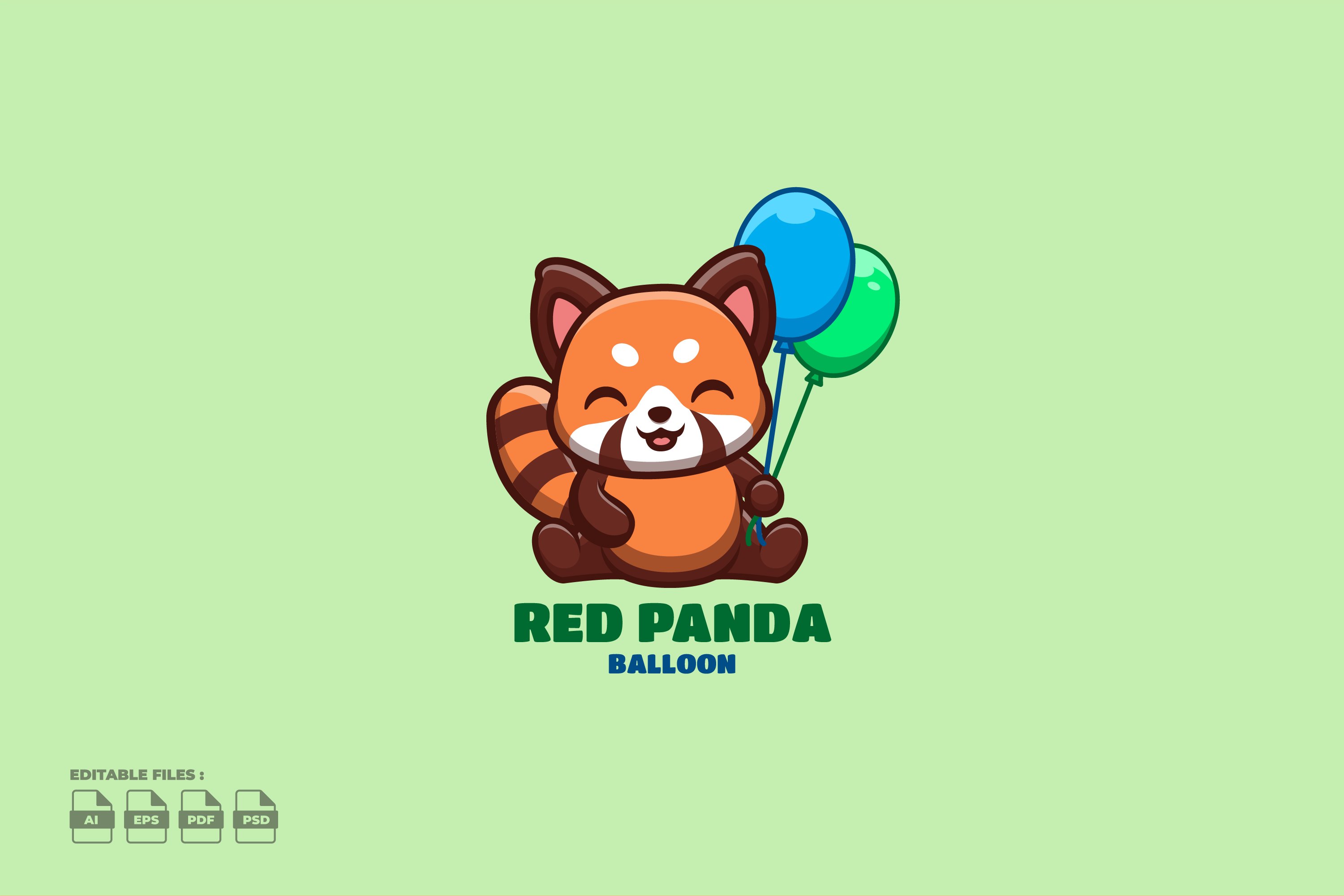 Balloon Red Panda Cute Mascot Logo cover image.