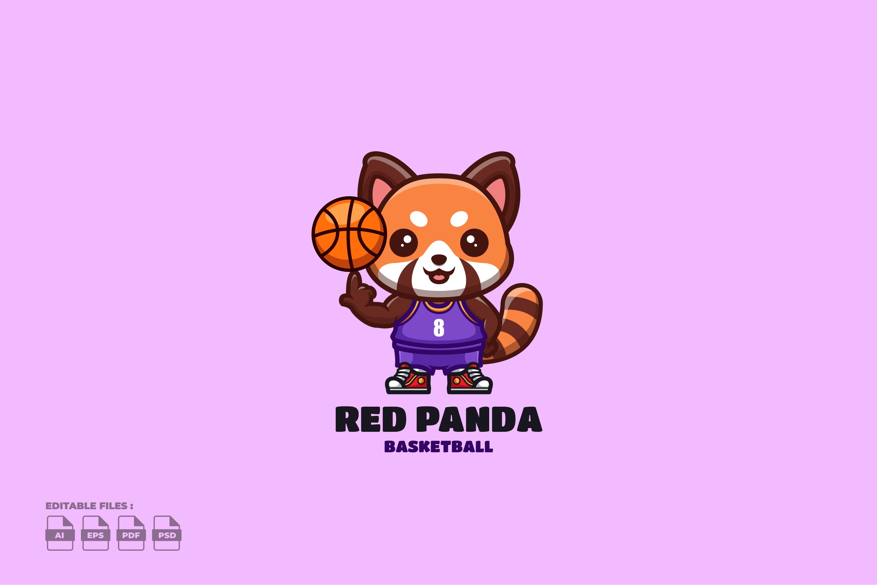 Basketball Red Panda Cute Mascot Log cover image.