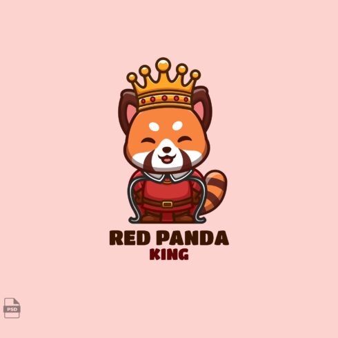 King Red Panda Cute Mascot Logo cover image.