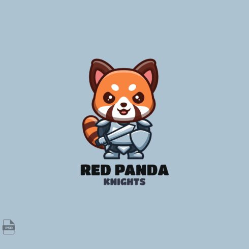 Knight Red Panda Cute Mascot Logo cover image.