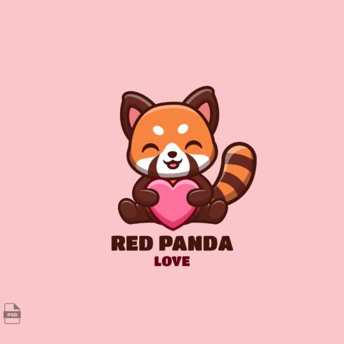 Love Red Panda Cute Mascot Logo cover image.