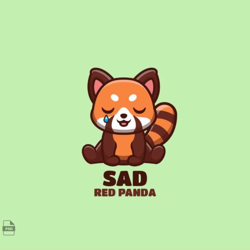 Sad Red Panda Cute Mascot Logo cover image.