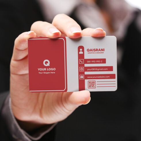 Attractive Red+White Business card cover image.