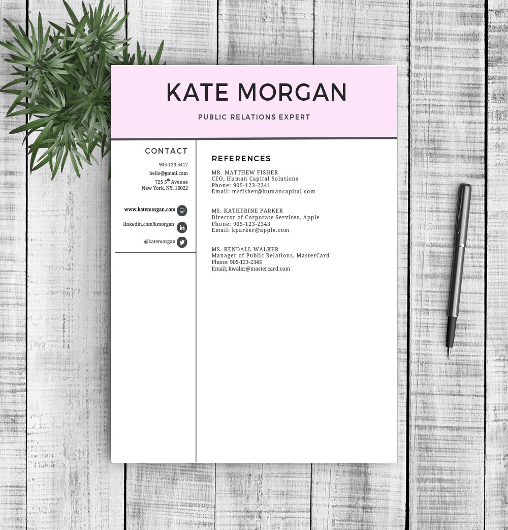 Resume Template "Kate" preview image.
