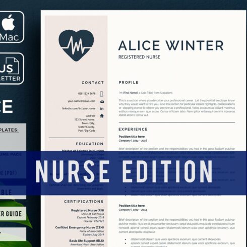 Nurse Resume, Cover L. + References cover image.