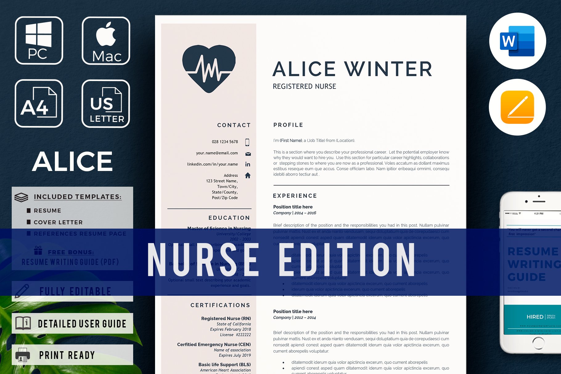 Nurse Resume, Cover L. + References cover image.