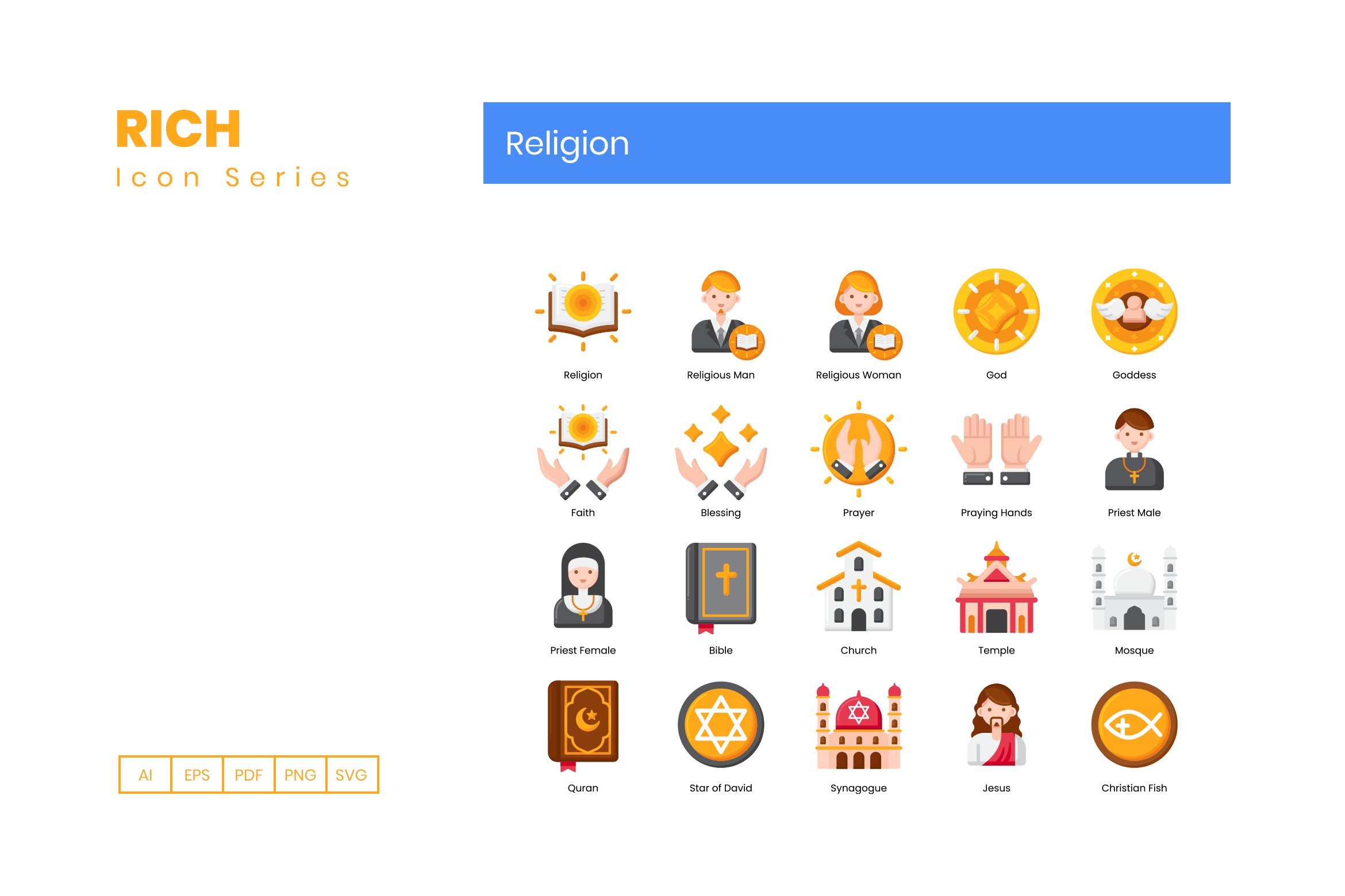 90 Religion Icons | Rich preview image.