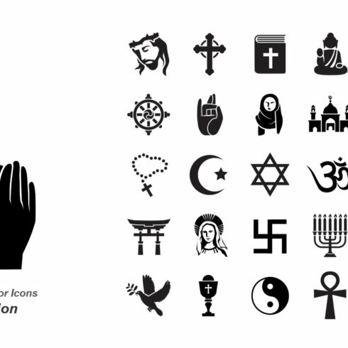 Religion vector icons cover image.
