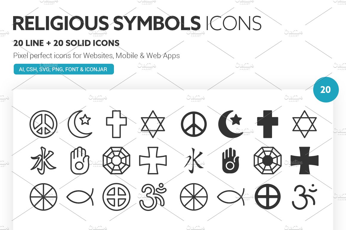 Religious Symbols Icons cover image.