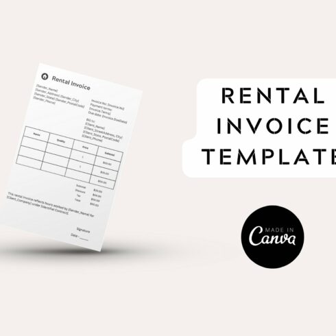 Monthly rent invoice template cover image.