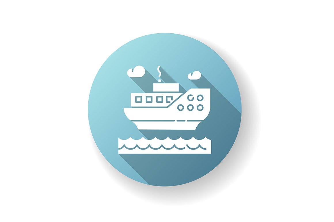 Sea cruise blue flat design icon cover image.