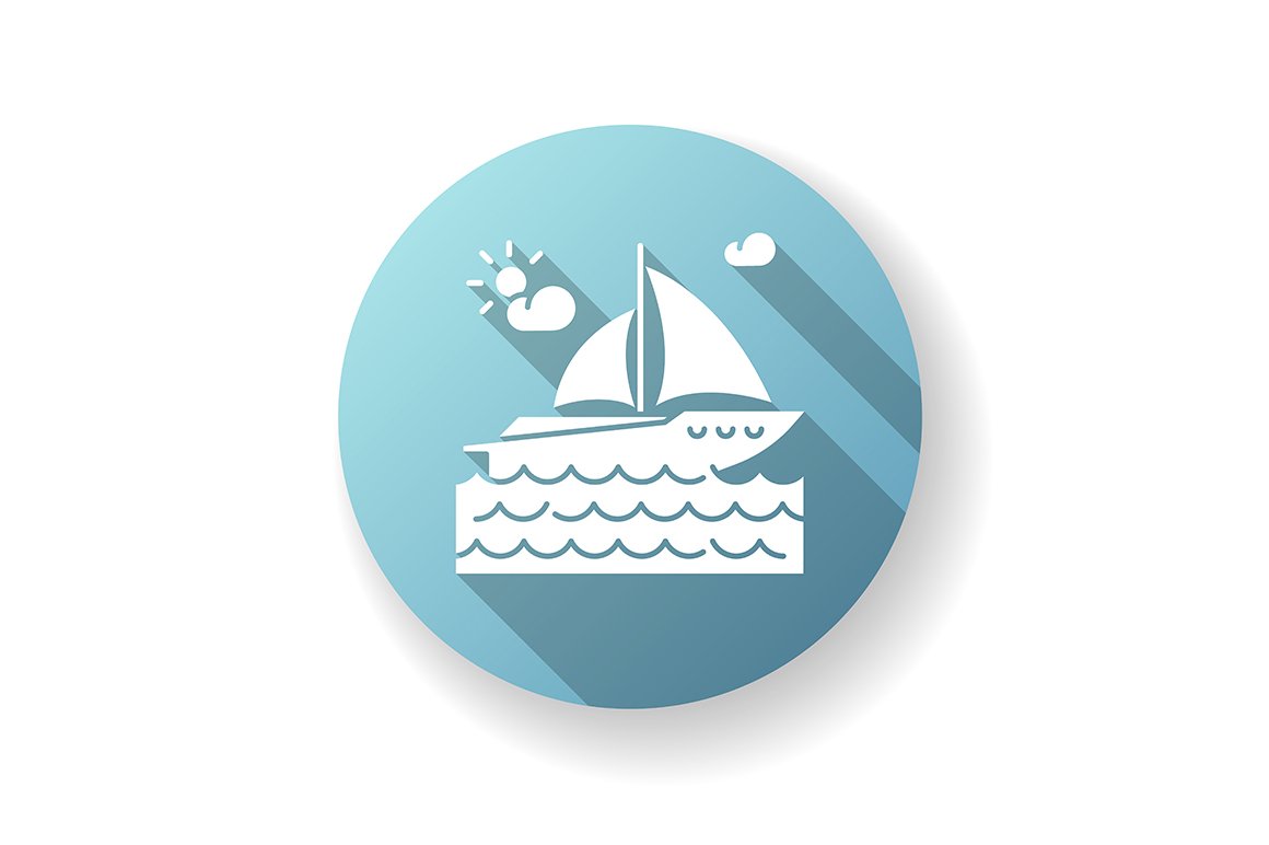 Yachting blue flat design icon cover image.