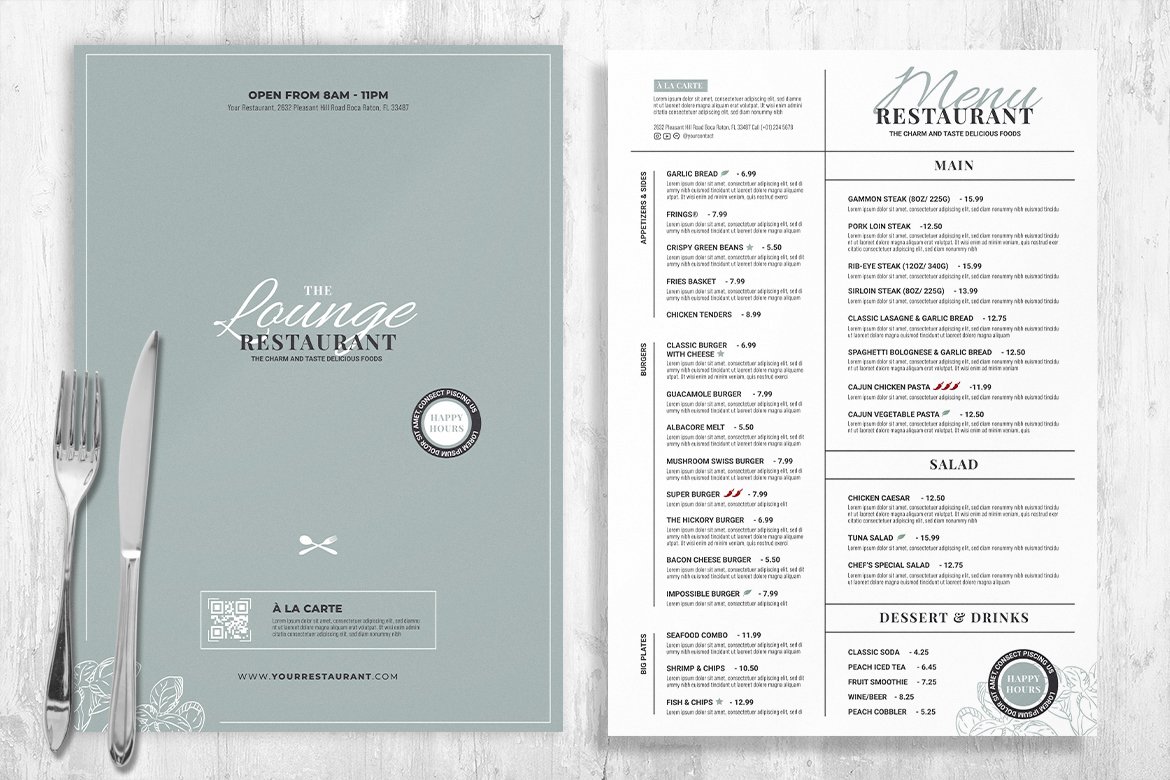 Minimal Food Menu Templates preview image.