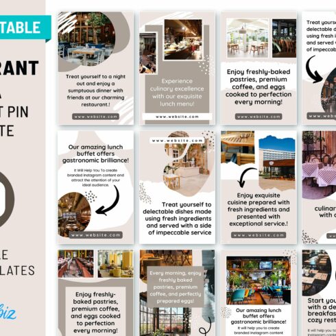 Restaurant Pinterest Pins Template cover image.