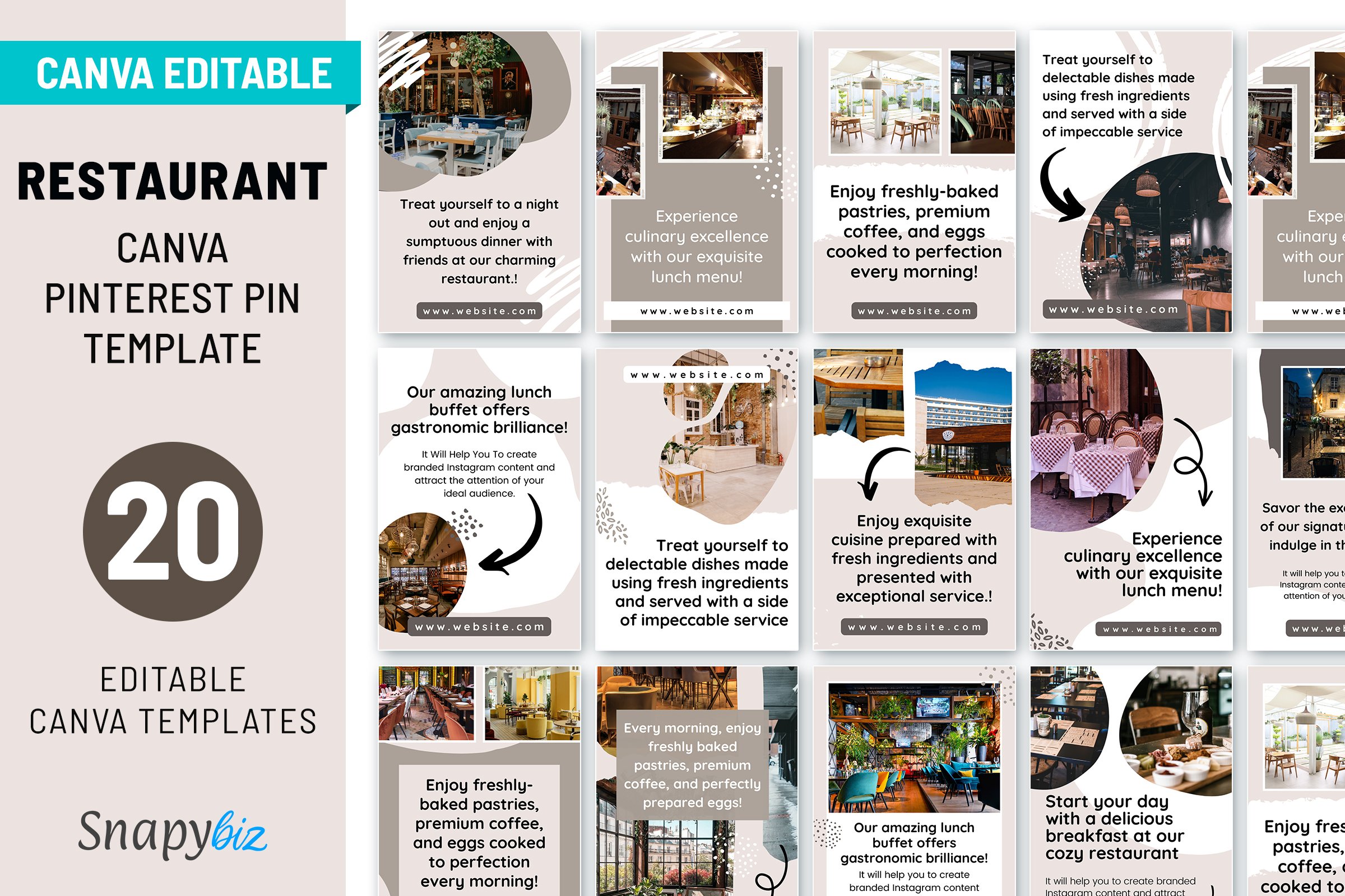 Restaurant Pinterest Pins Template cover image.