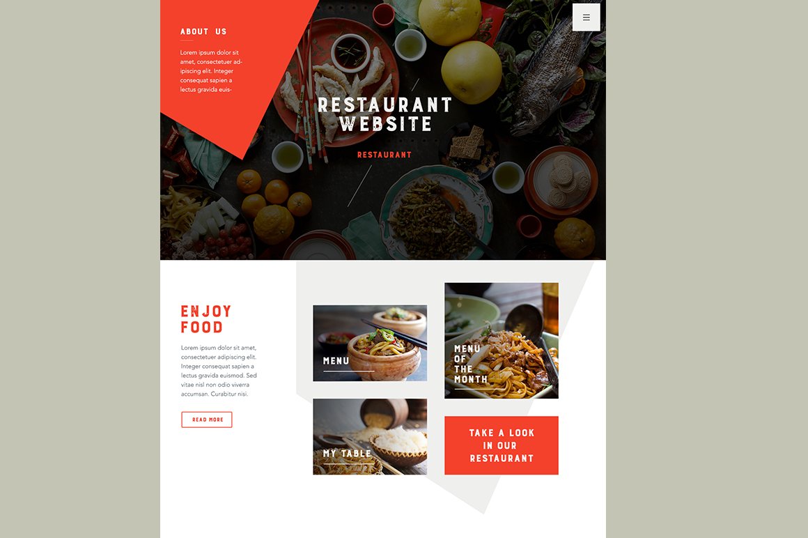 Restaurant site PSD (home+menu) cover image.