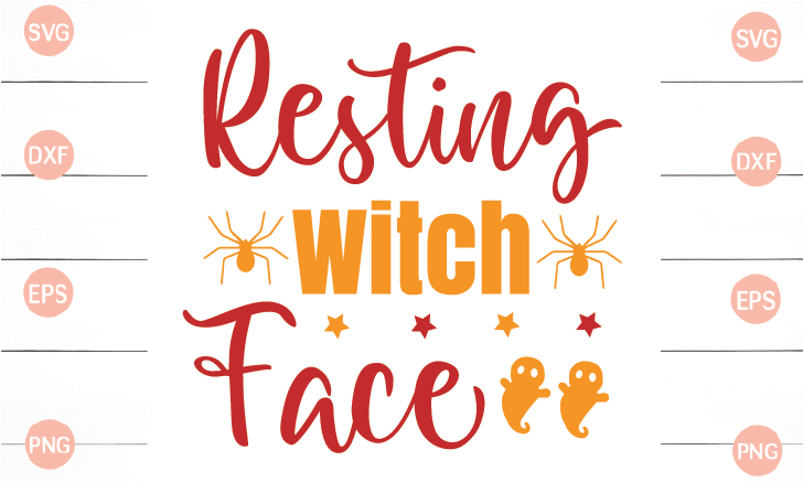 Resting witch face svg cut file.