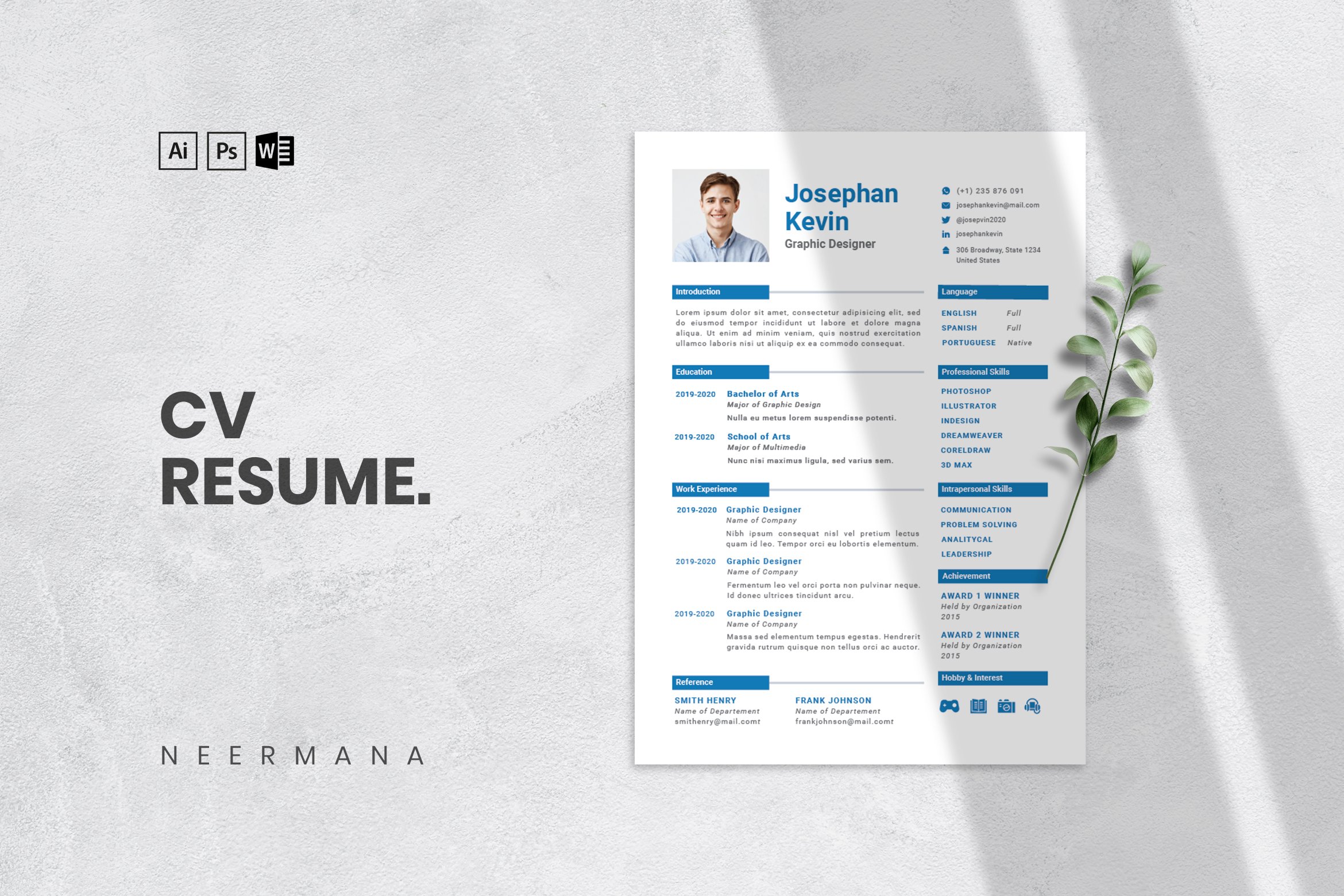 CV Resume Template cover image.