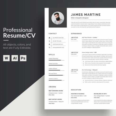 Resume Template Word | CV cover image.