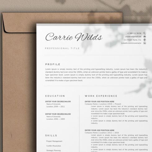 Resume template / CV cover image.