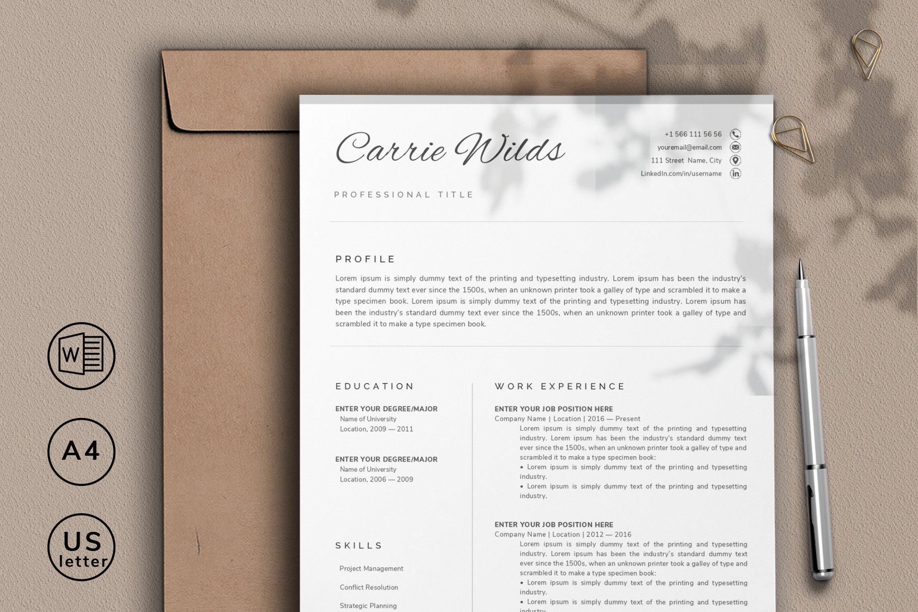 Resume template / CV cover image.