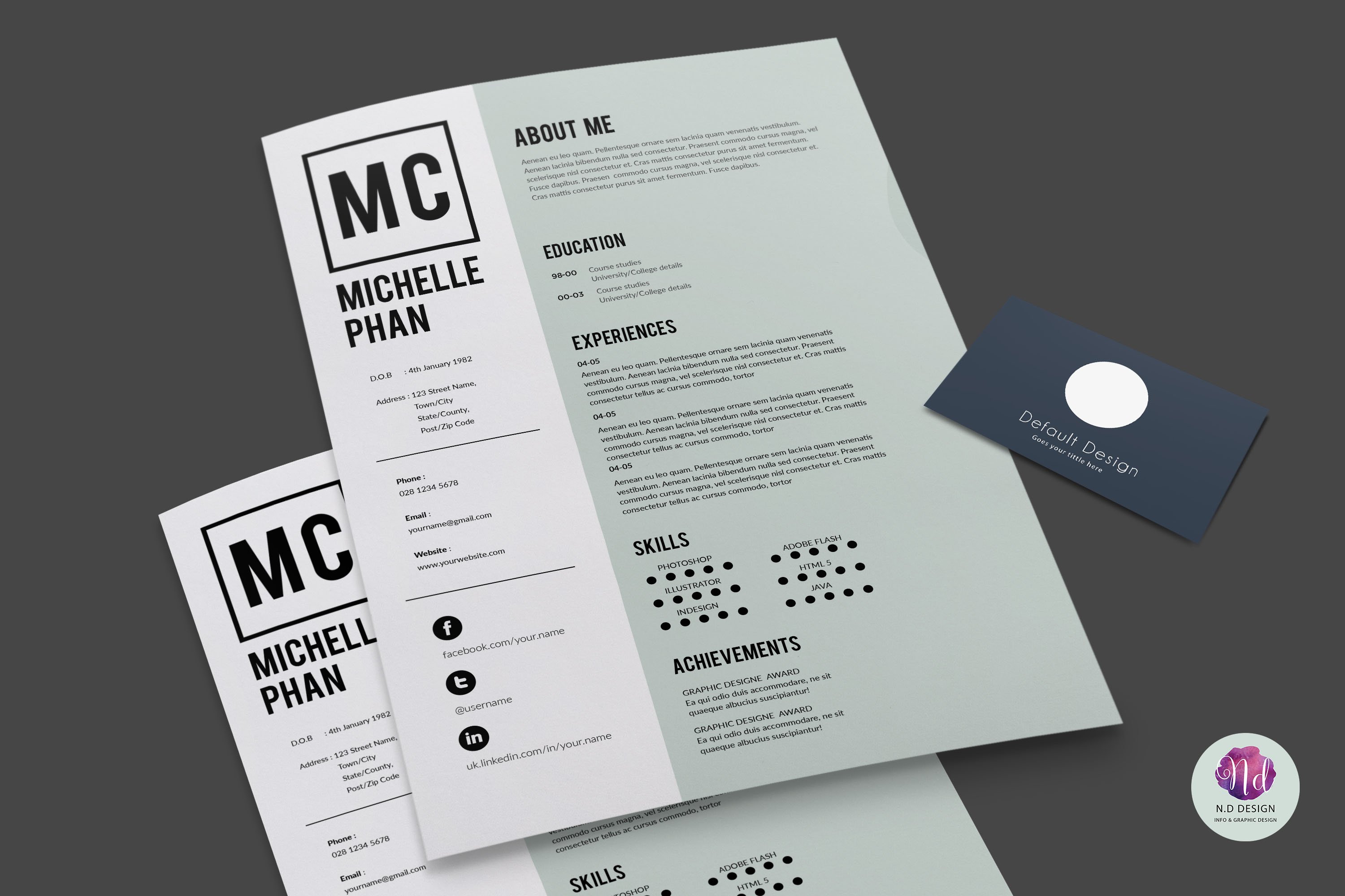1 page resume template cover image.