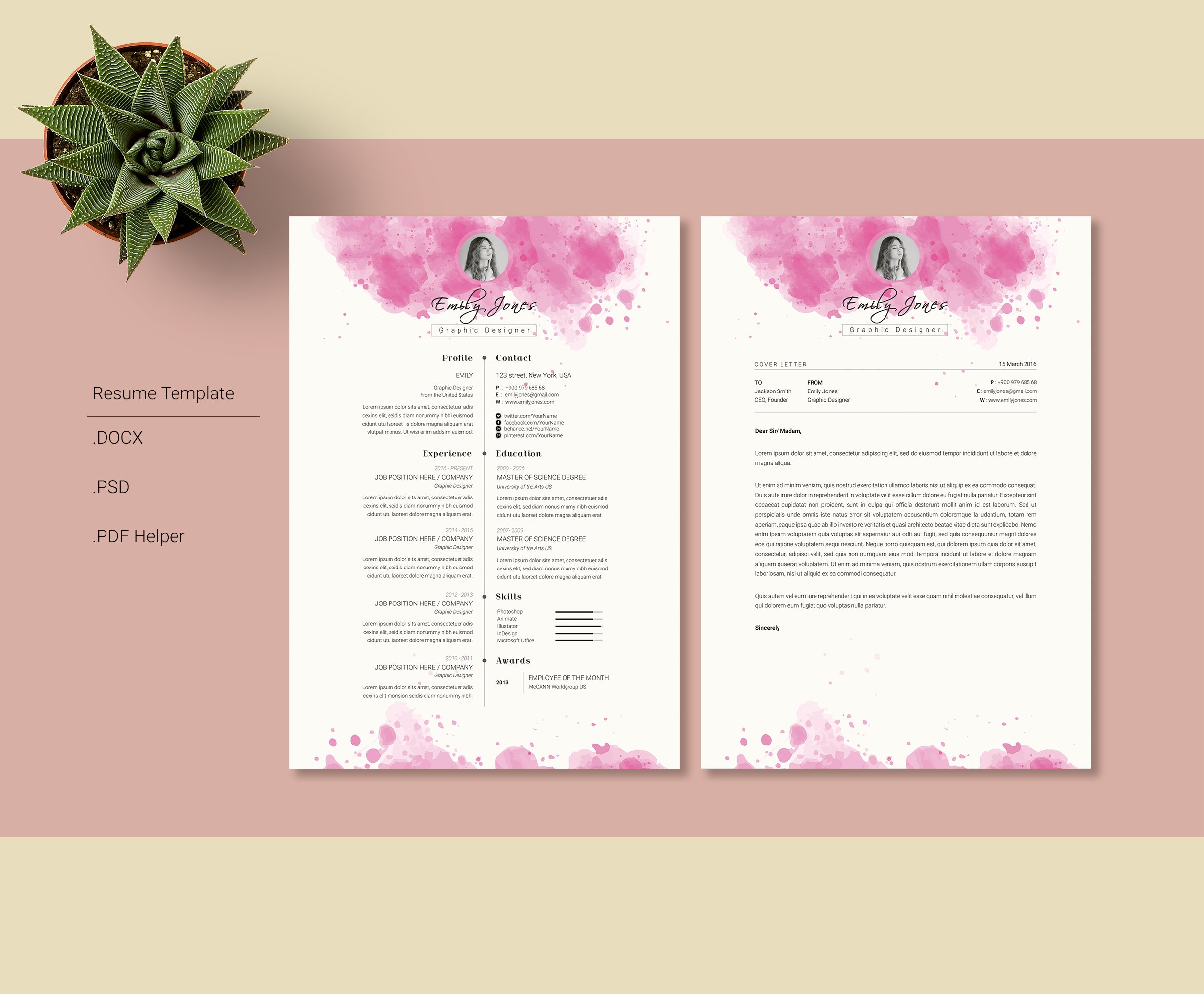 Water Color CV-Resume Template *C cover image.