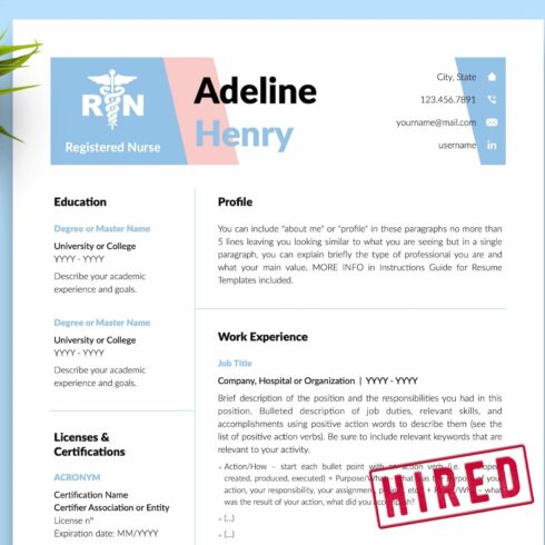 Nurse CV Bundle / Resume - Adeline cover image.