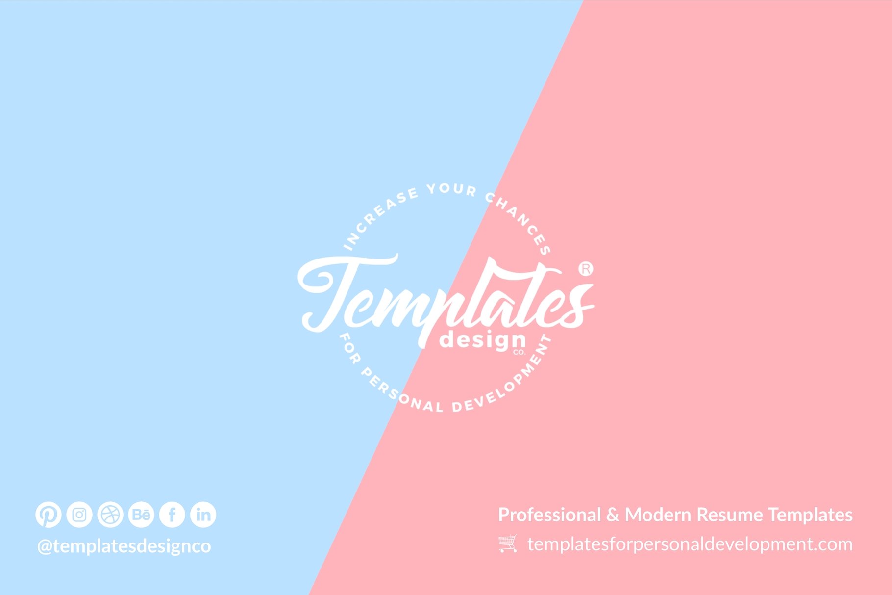 Pink and blue background with the word templates on it.